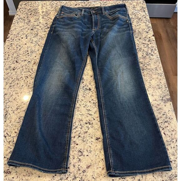 Silver Jeans Co. Zac Relaxed Fit Straight Leg Dark Wash Jeans - Picture 3 of 8
